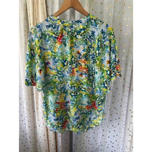 Jams World Women's Hawaii Exclusive All Over Watercolor Flutter Sleeve Blouse S - Picture 4 of 7